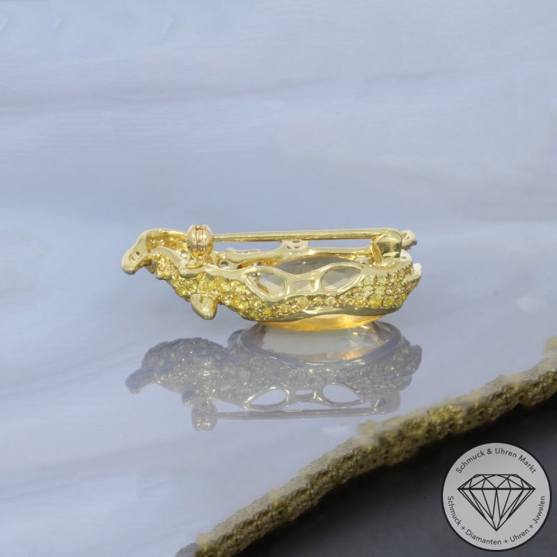 Wert 3190 € Brillant Citrin Saphir Anhänger & Brosche Nashorn in 750er 18 K Gelbgold - 100147