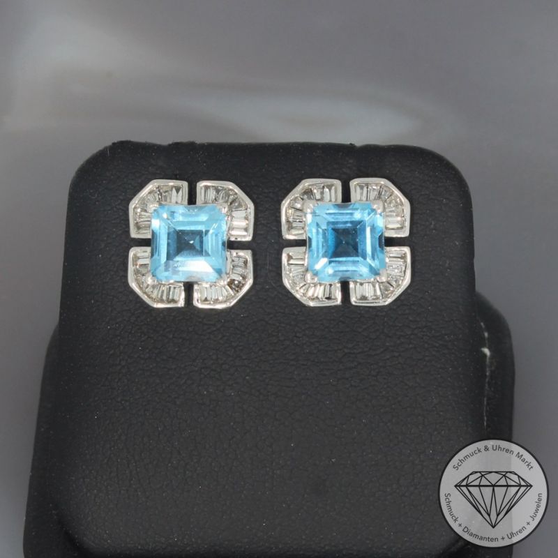 Wert 1790 € Diamant Topas Ohrstecker in 750er 18 K Weißgold - 100149