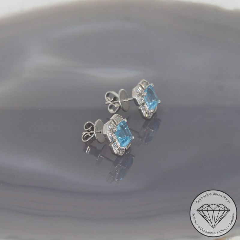 Wert 1790 € Diamant Topas Ohrstecker in 750er 18 K Weißgold - 100149