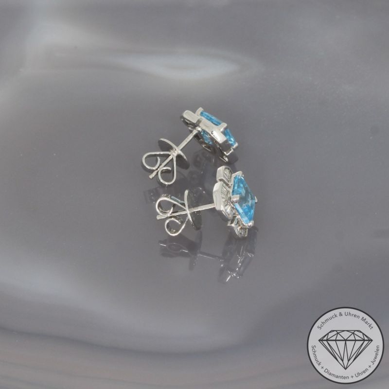 Wert 1790 € Diamant Topas Ohrstecker in 750er 18 K Weißgold - 100149