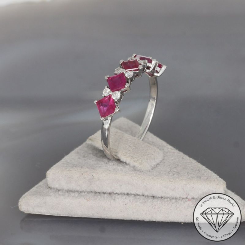 Wert 2060 € Brillant Rubin Ring in 750er 18 K Weißgold - 100154