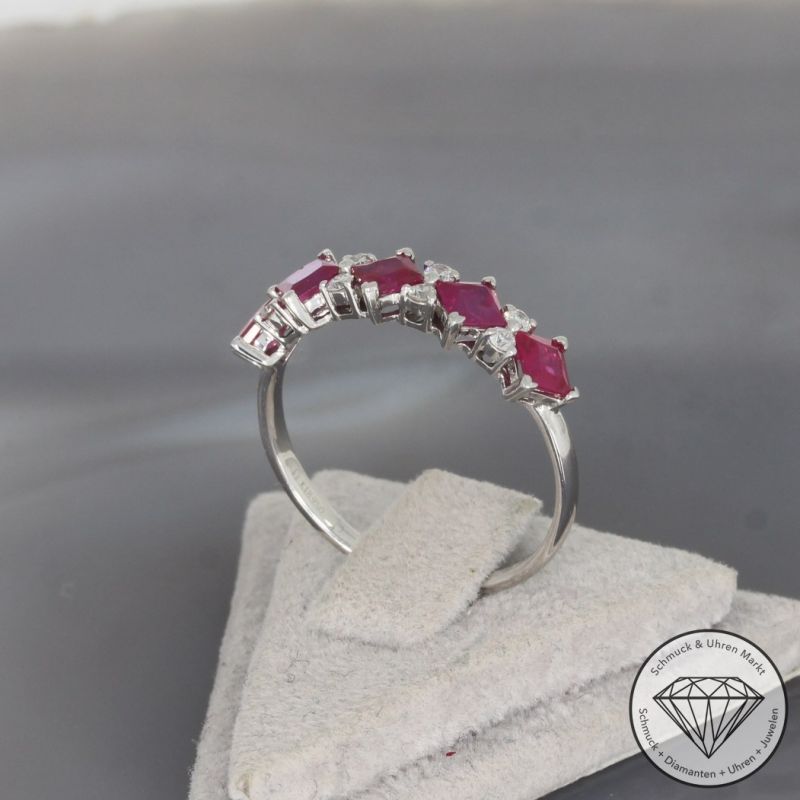 Wert 2060 € Brillant Rubin Ring in 750er 18 K Weißgold - 100154