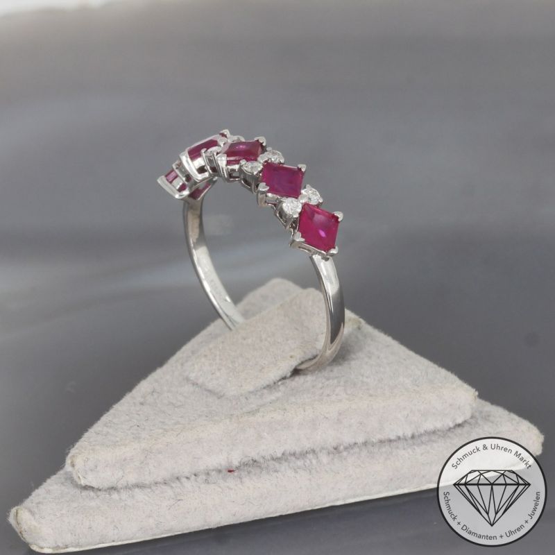 Wert 2060 € Brillant Rubin Ring in 750er 18 K Weißgold - 100154