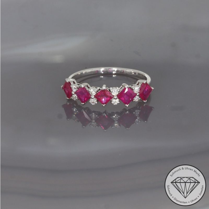 Wert 2060 € Brillant Rubin Ring in 750er 18 K Weißgold - 100154
