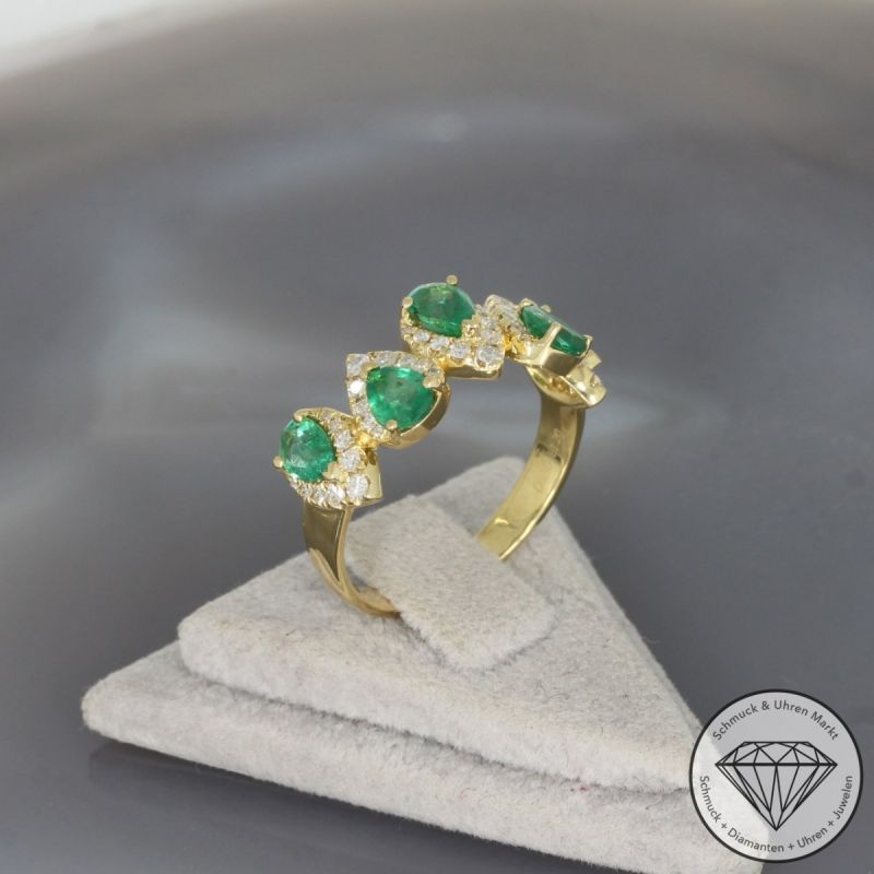 Wert 3010 € Brillant Smaragd Ring in 750er 18 K Gelbgold - 100158