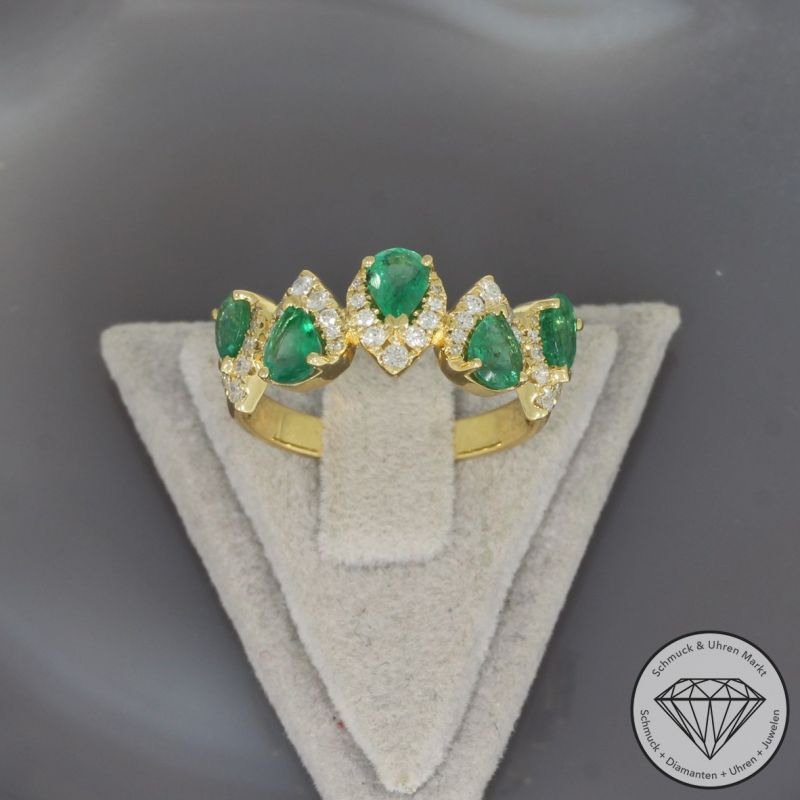 Wert 3010 € Brillant Smaragd Ring in 750er 18 K Gelbgold - 100158