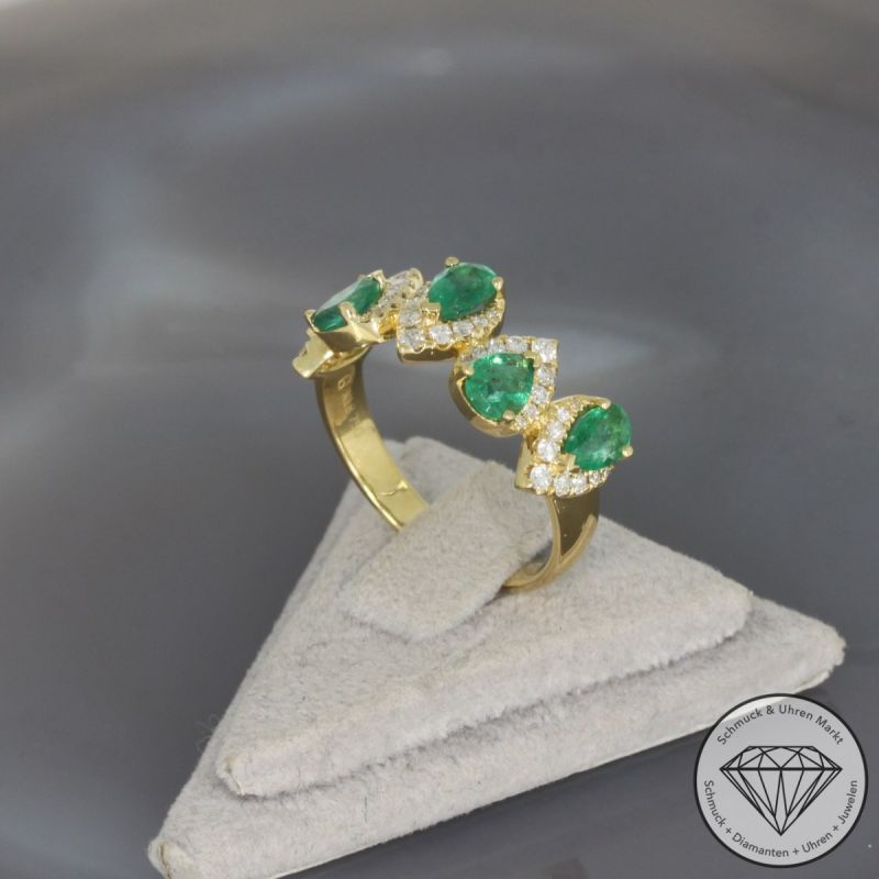 Wert 3010 € Brillant Smaragd Ring in 750er 18 K Gelbgold - 100158