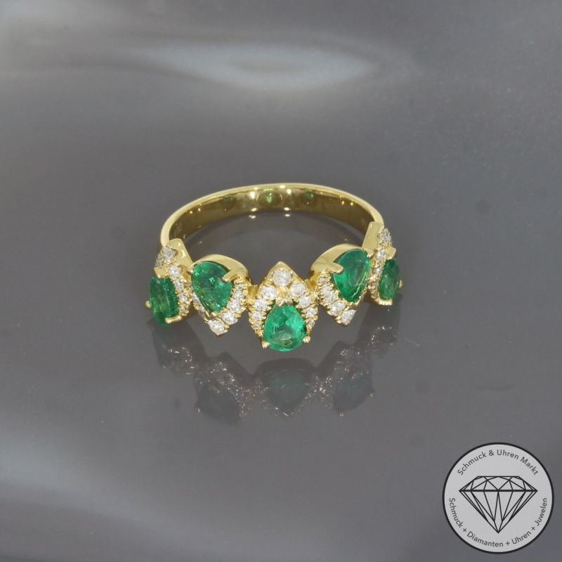 Wert 3010 € Brillant Smaragd Ring in 750er 18 K Gelbgold - 100158
