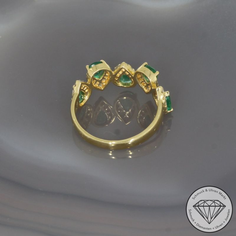 Wert 3010 € Brillant Smaragd Ring in 750er 18 K Gelbgold - 100158