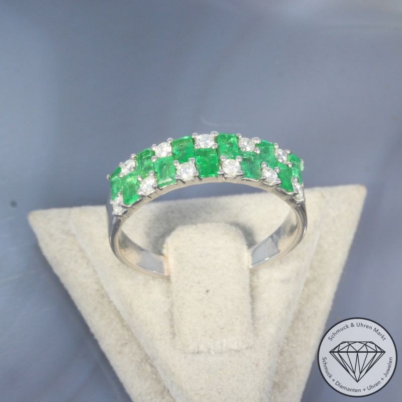 Wert 1850 € Brillant Smaragd Ring in 750er 18 K Weißgold - 100164