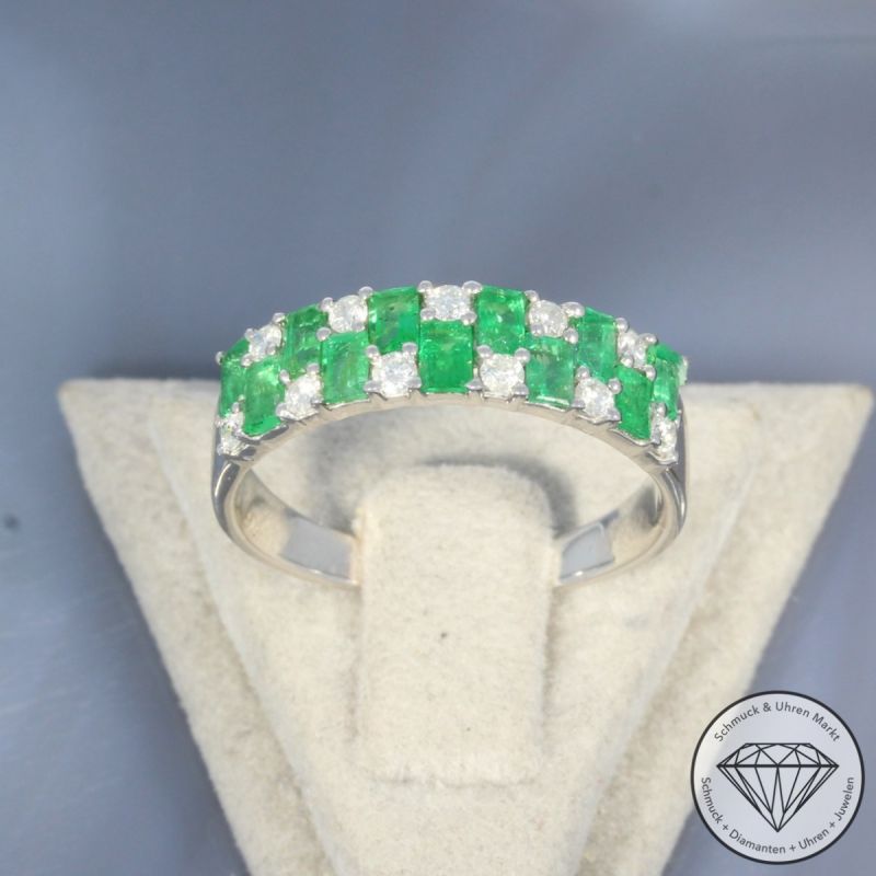 Wert 1850 € Brillant Smaragd Ring in 750er 18 K Weißgold - 100164