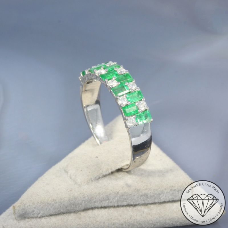Wert 1850 € Brillant Smaragd Ring in 750er 18 K Weißgold - 100164