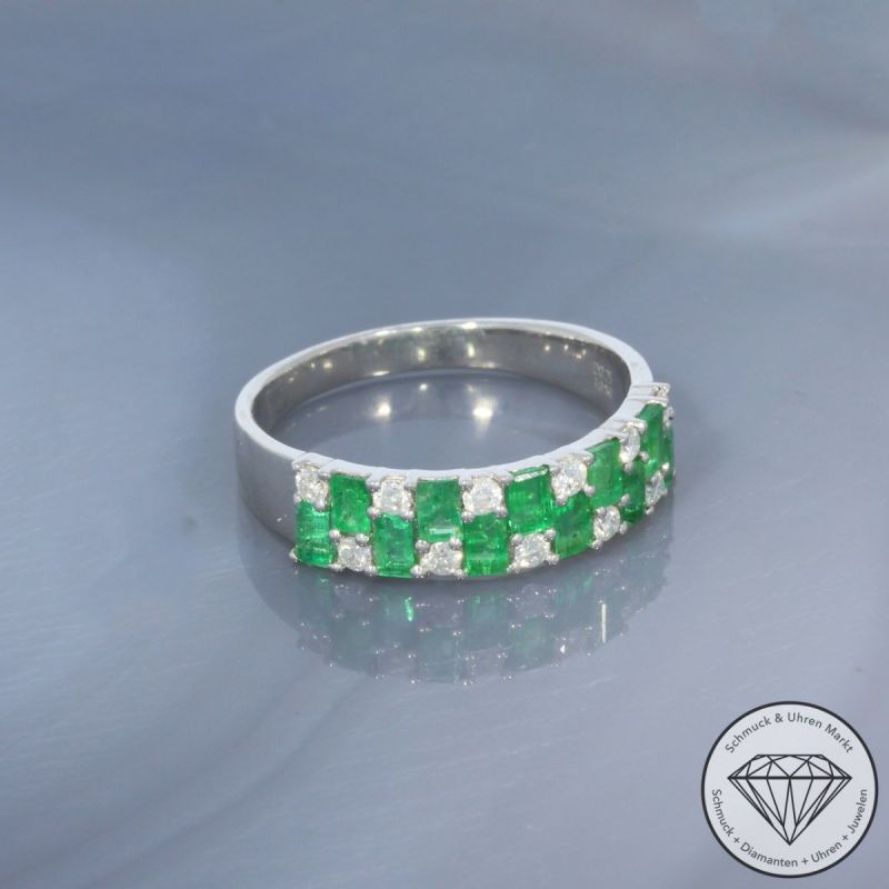 Wert 1850 € Brillant Smaragd Ring in 750er 18 K Weißgold - 100164