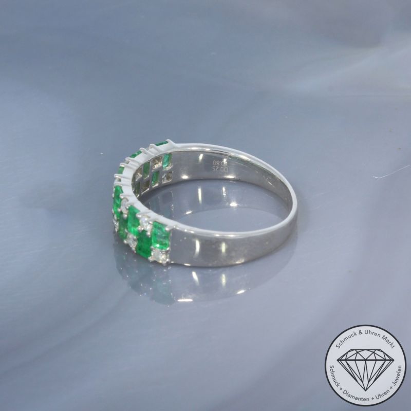 Wert 1850 € Brillant Smaragd Ring in 750er 18 K Weißgold - 100164