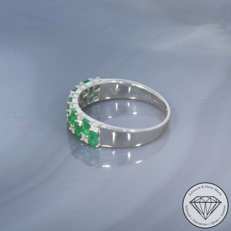 Wert 1850 € Brillant Smaragd Ring in 750er 18 K Weißgold - 100164