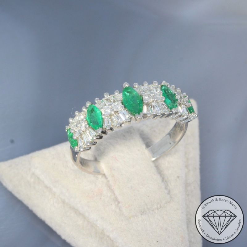 Wert 2910 € Brillant Diamant Smaragd Ring in 750er 18 K Weißgold - 100169