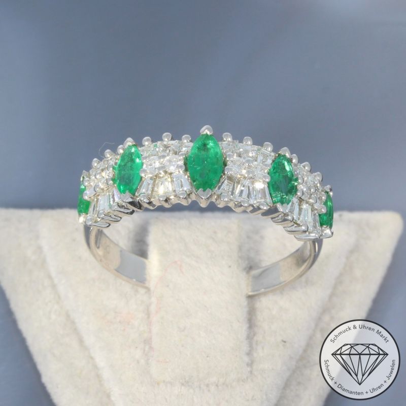 Wert 2910 € Brillant Diamant Smaragd Ring in 750er 18 K Weißgold - 100169