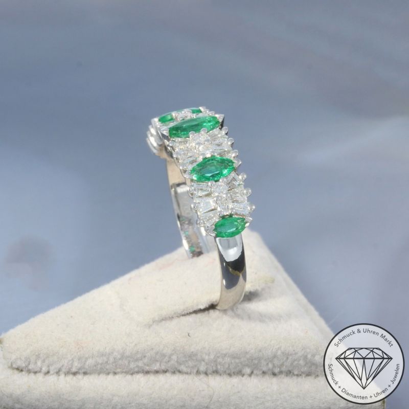 Wert 2910 € Brillant Diamant Smaragd Ring in 750er 18 K Weißgold - 100169