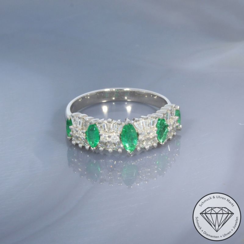 Wert 2910 € Brillant Diamant Smaragd Ring in 750er 18 K Weißgold - 100169