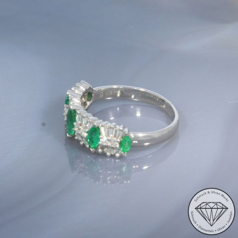 Wert 2910 € Brillant Diamant Smaragd Ring in 750er 18 K Weißgold - 100169