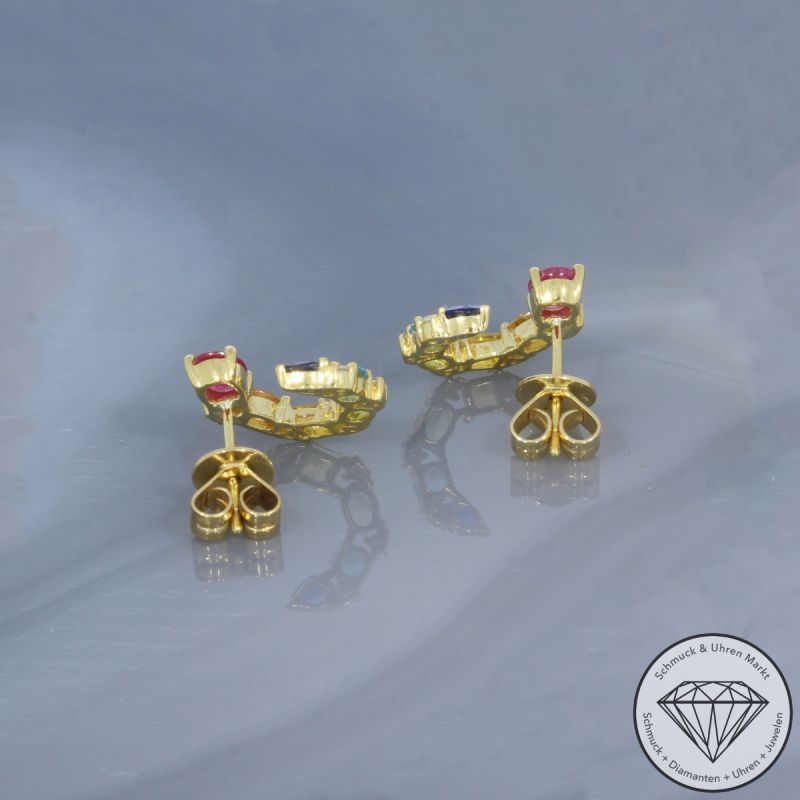 Wert 2250 € Brillant Farbedelstein Ohrringe in 750er 18 K Gelbgold - 100170