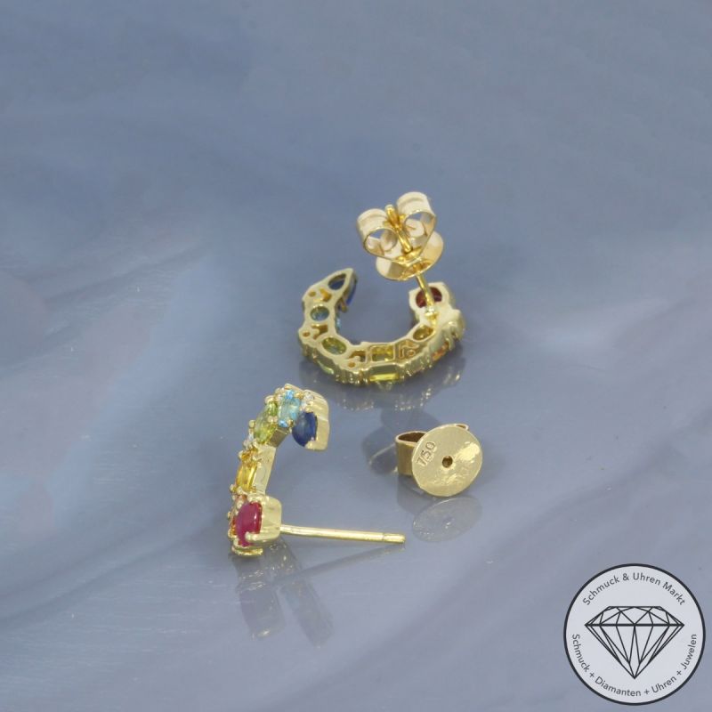 Wert 2250 € Brillant Farbedelstein Ohrringe in 750er 18 K Gelbgold - 100170