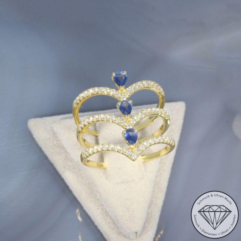 Wert 3680 € Brillant Saphir Ring in 750er 18 K Gelbgold - 100180