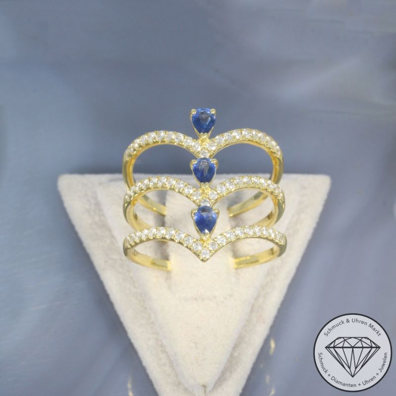 Wert 3680 € Brillant Saphir Ring in 750er 18 K Gelbgold - 100180