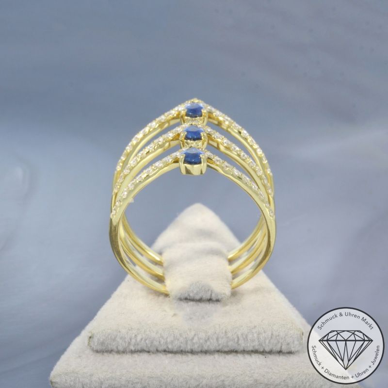 Wert 3680 € Brillant Saphir Ring in 750er 18 K Gelbgold - 100180