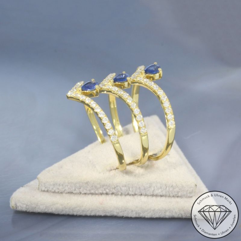 Wert 3680 € Brillant Saphir Ring in 750er 18 K Gelbgold - 100180