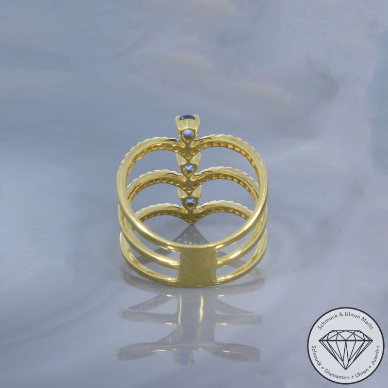 Wert 3680 € Brillant Saphir Ring in 750er 18 K Gelbgold - 100180