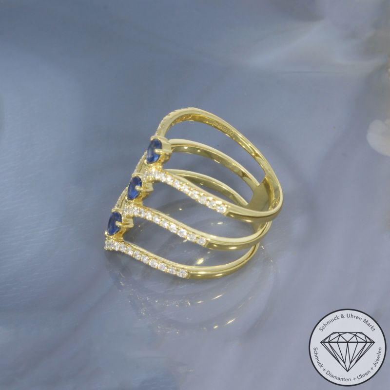 Wert 3680 € Brillant Saphir Ring in 750er 18 K Gelbgold - 100180