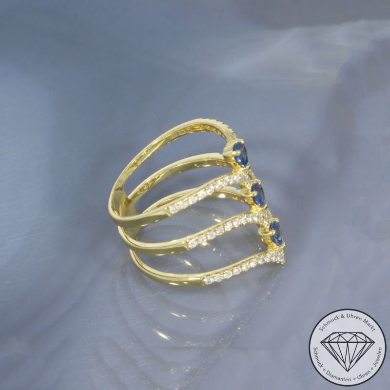 Wert 3680 € Brillant Saphir Ring in 750er 18 K Gelbgold - 100180