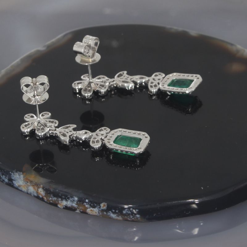 Wert 5650 € Brillant Diamant Smaragd Ohrringe in 750er 18 K Weißgold - 100184