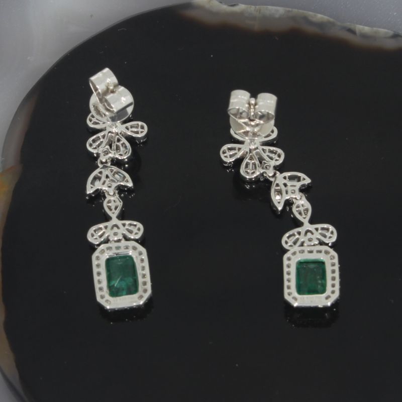 Wert 5650 € Brillant Diamant Smaragd Ohrringe in 750er 18 K Weißgold - 100184