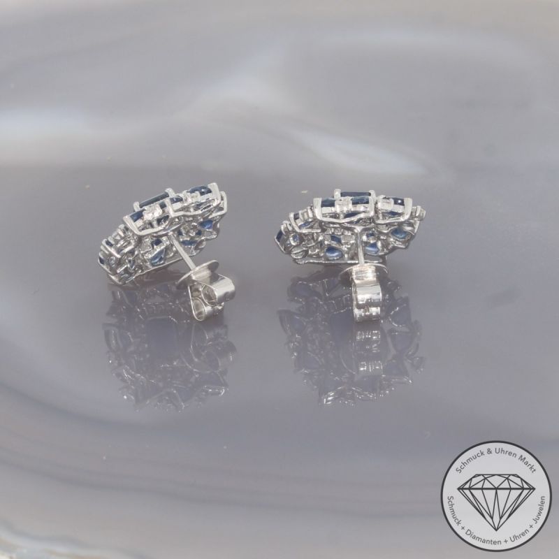 Wert 5890 € Brillant Saphir Ohrringe in 750er 18 K Weißgold - 100189