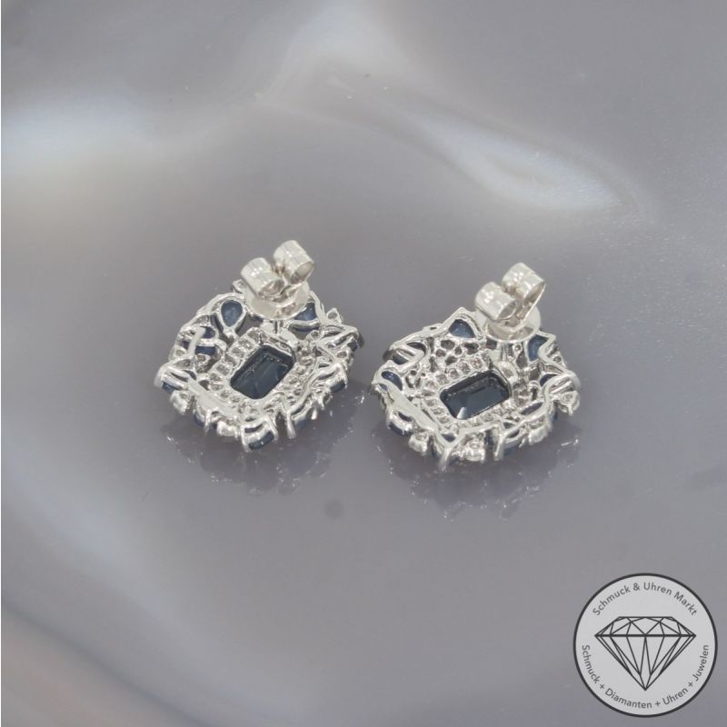 Wert 5890 € Brillant Saphir Ohrringe in 750er 18 K Weißgold - 100189