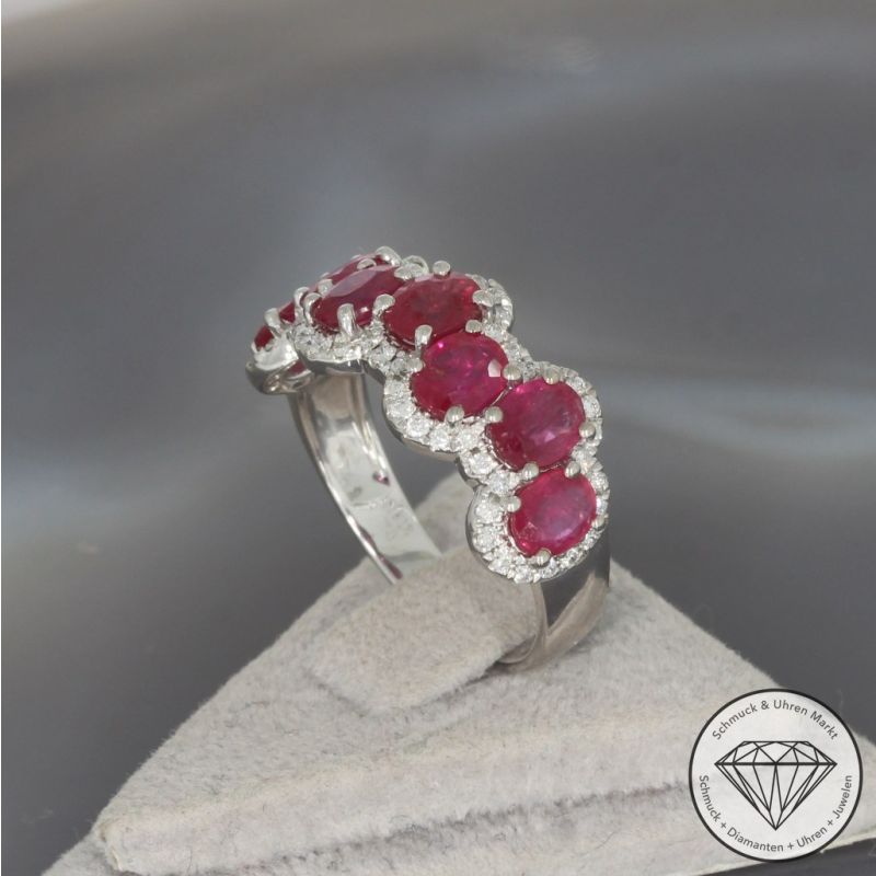 Wert 3140 € Brillant Rubin Ring in 750er 18 K Weißgold - 100194