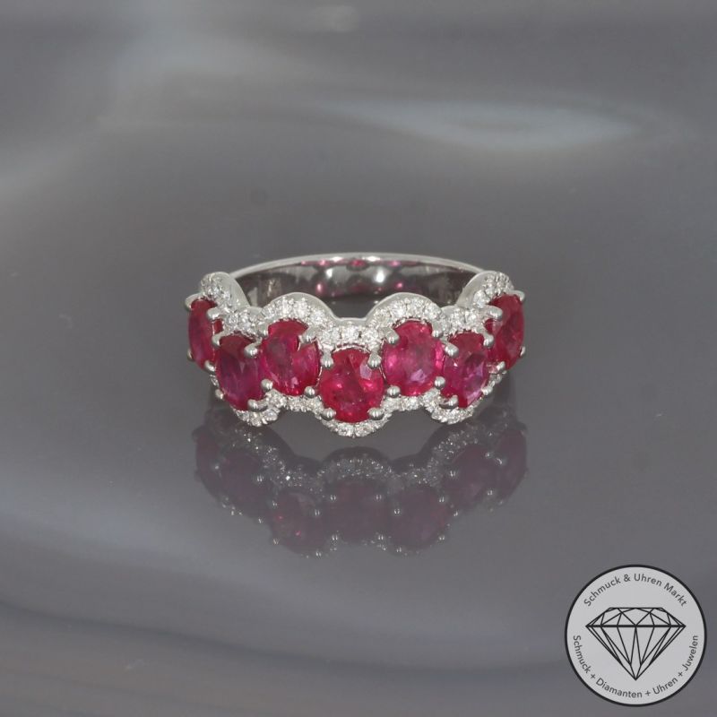 Wert 3140 € Brillant Rubin Ring in 750er 18 K Weißgold - 100194