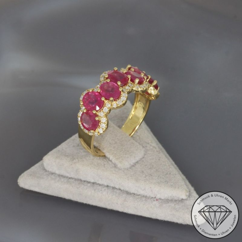 Wert 3140 € Brillant Rubin Ring in 750er 18 K Gelbgold - 100195