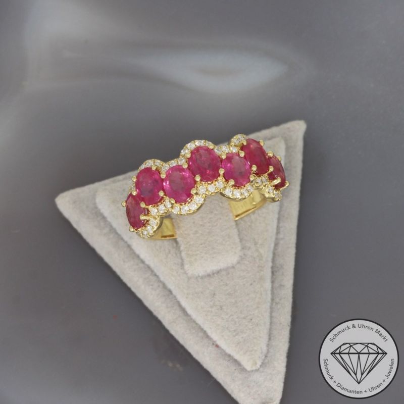 Wert 3140 € Brillant Rubin Ring in 750er 18 K Gelbgold - 100195