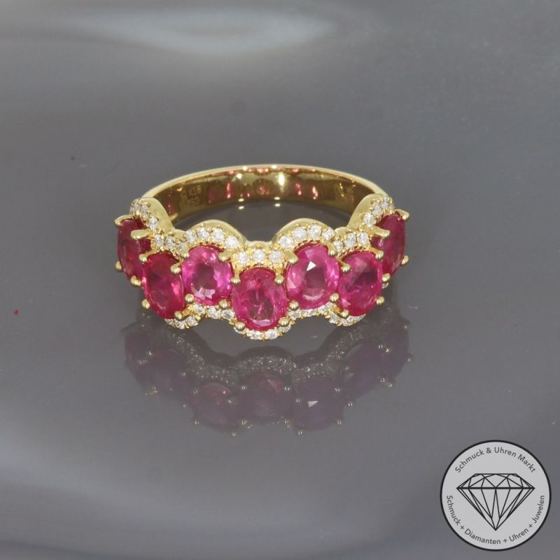 Wert 3140 € Brillant Rubin Ring in 750er 18 K Gelbgold - 100195