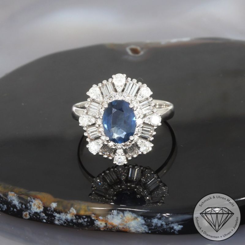 Wert 4390 € Brillant Diamant Saphir Ring in 750er 18 K Weißgold - 100203