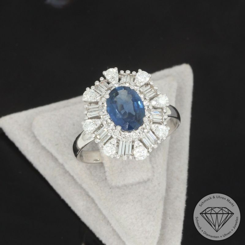 Wert 4390 € Brillant Diamant Saphir Ring in 750er 18 K Weißgold - 100203
