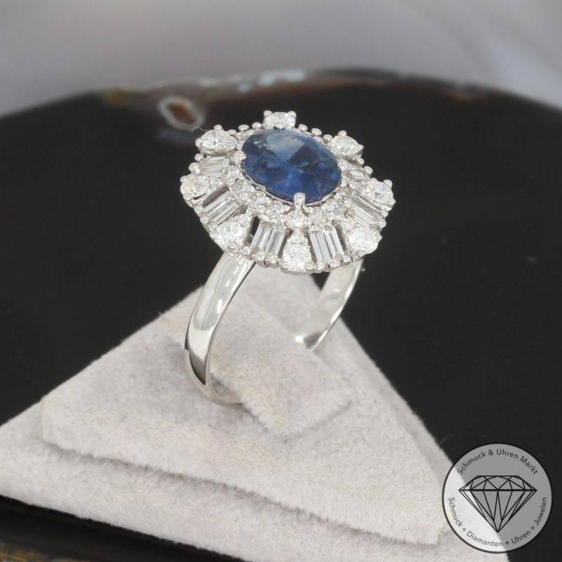 Wert 4390 € Brillant Diamant Saphir Ring in 750er 18 K Weißgold - 100203