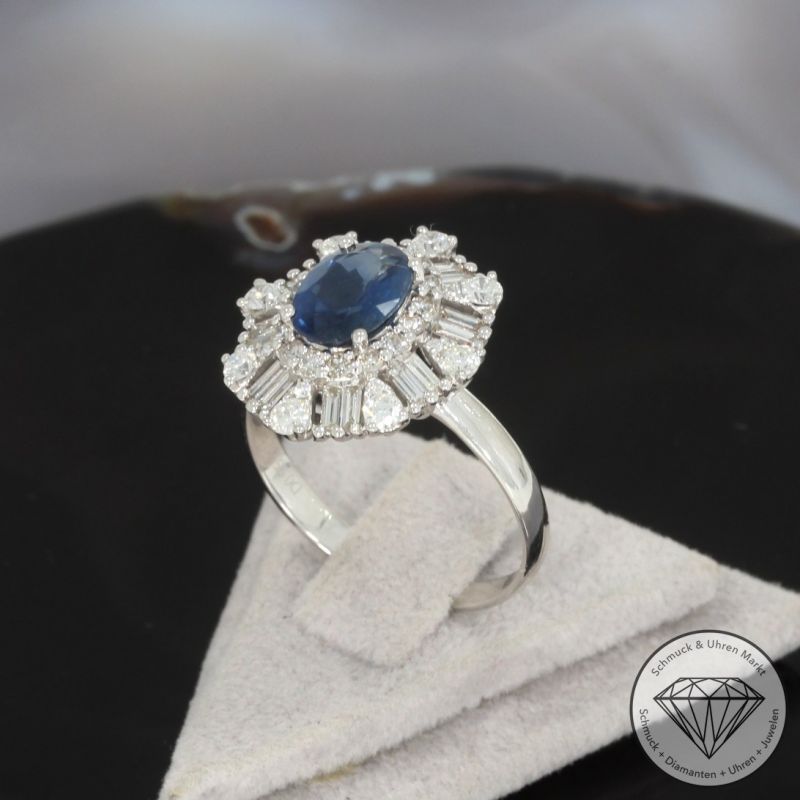 Wert 4390 € Brillant Diamant Saphir Ring in 750er 18 K Weißgold - 100203