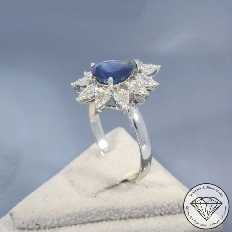 Wert 4130 € Brillant Diamant Saphir Ring in 750er 18 K Weißgold - 100206