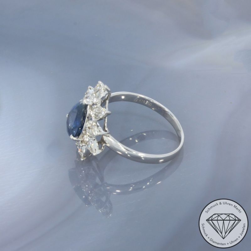 Wert 4130 € Brillant Diamant Saphir Ring in 750er 18 K Weißgold - 100206
