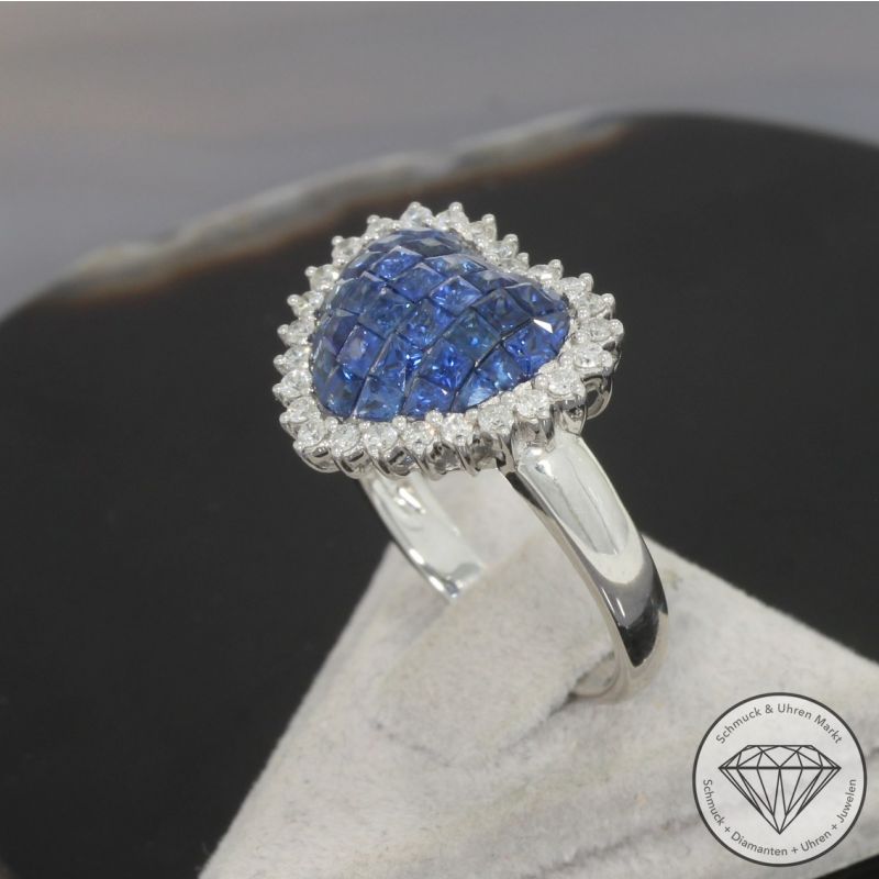 Wert 3720 € Brillant Saphir Ring in 750er 18 K Weißgold - 100207