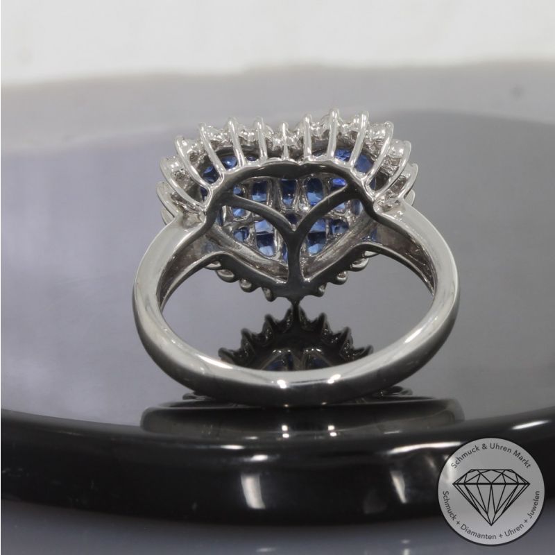 Wert 3720 € Brillant Saphir Ring in 750er 18 K Weißgold - 100207
